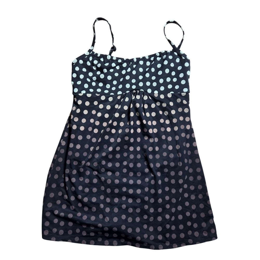 Roxanne Collection Polka Dot Tank Swim Dress 10/34D Black Ombre Multi N12509 NWT